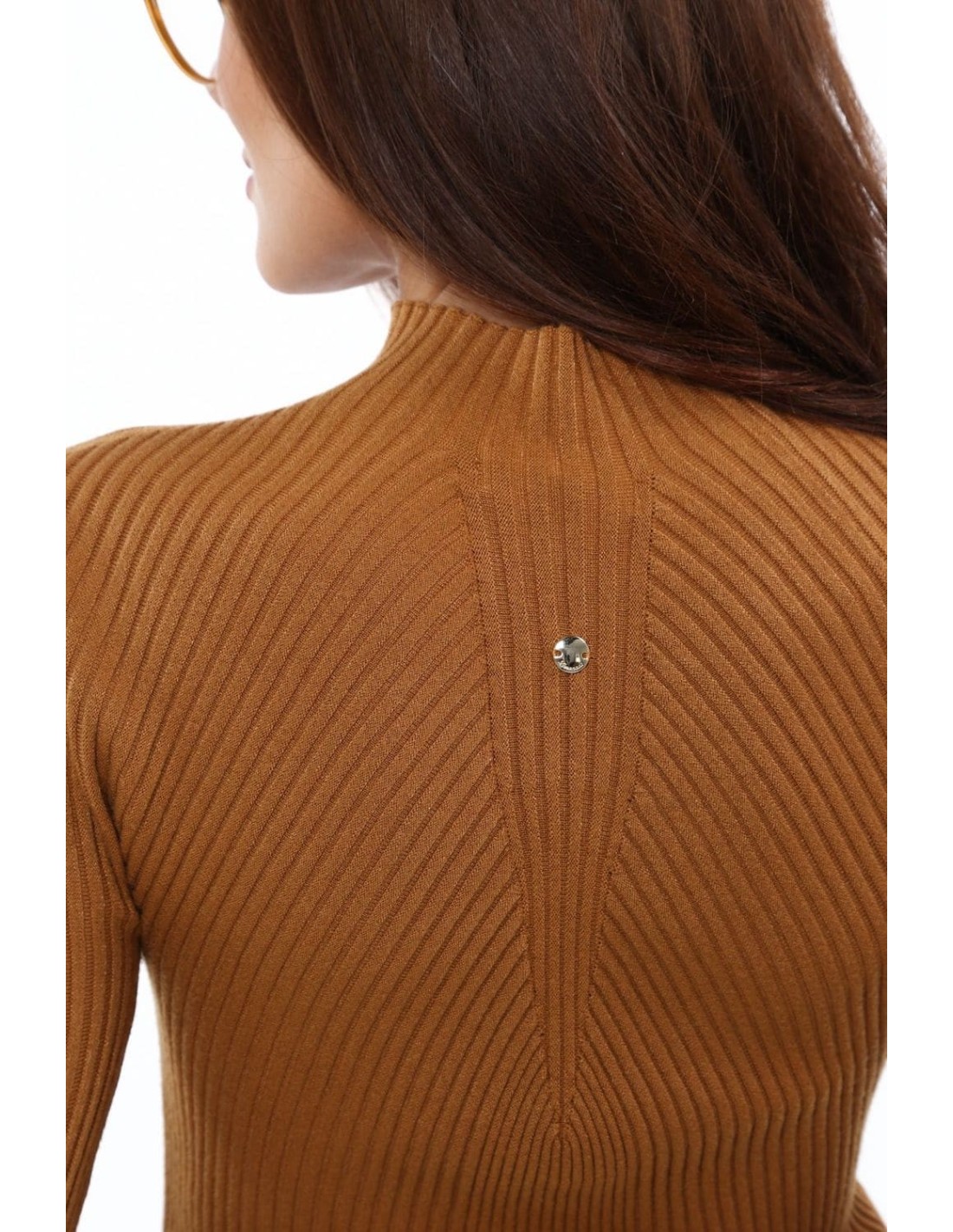 Bluza cu guler cu nervuri, caramel 0329 - Magazin online - Boutique